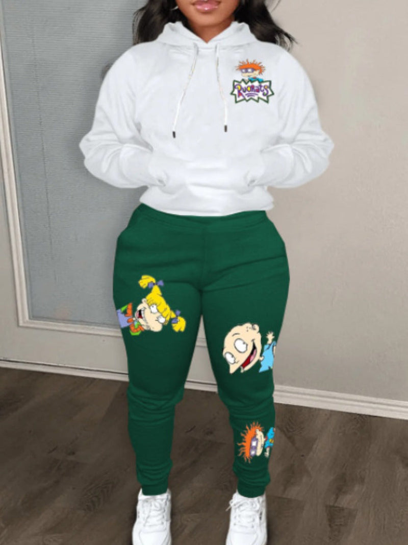 Cartoon Letter Print Drawstring Sweatpants At9018