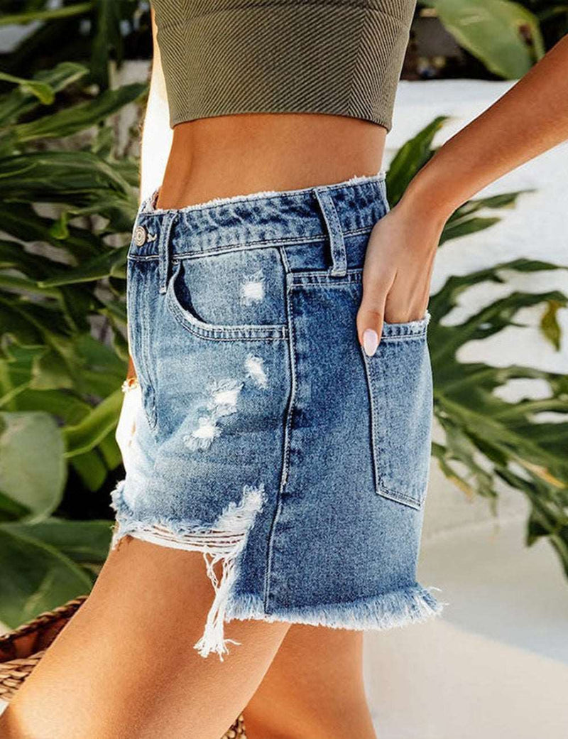 High-waisted Tasseled Buttoned Reusable Shorts