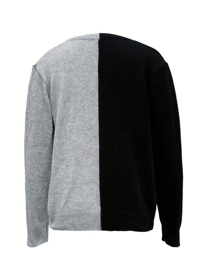 Contrast Color V Neck Pullover Sweater Er0257