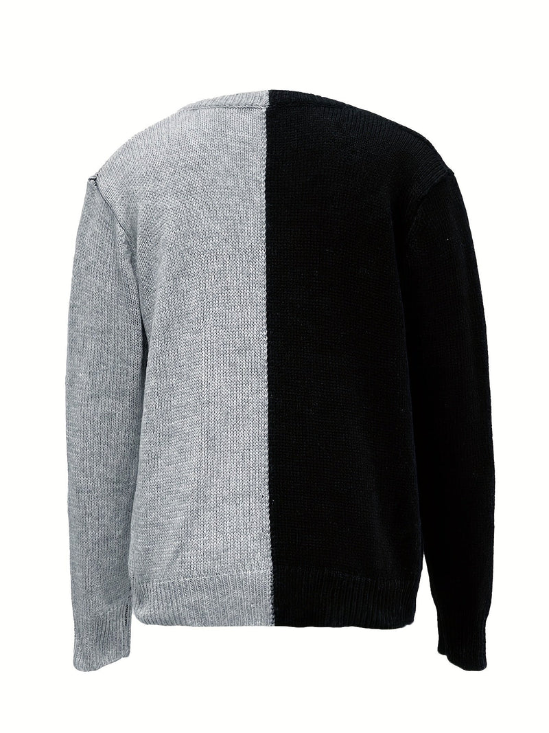 Contrast Color V Neck Pullover Sweater Er0257