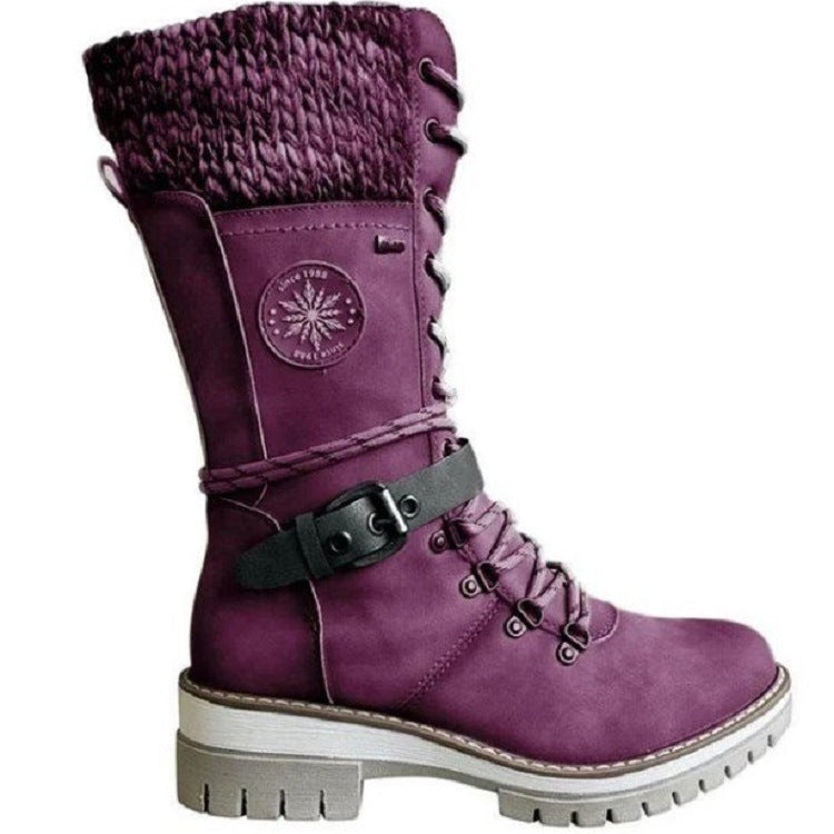 Mid Tube Square Heel Round Toe Martin Boots