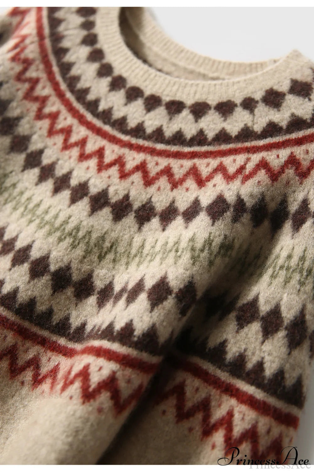 Fair Isle Loose Crewneck Knit Sweater