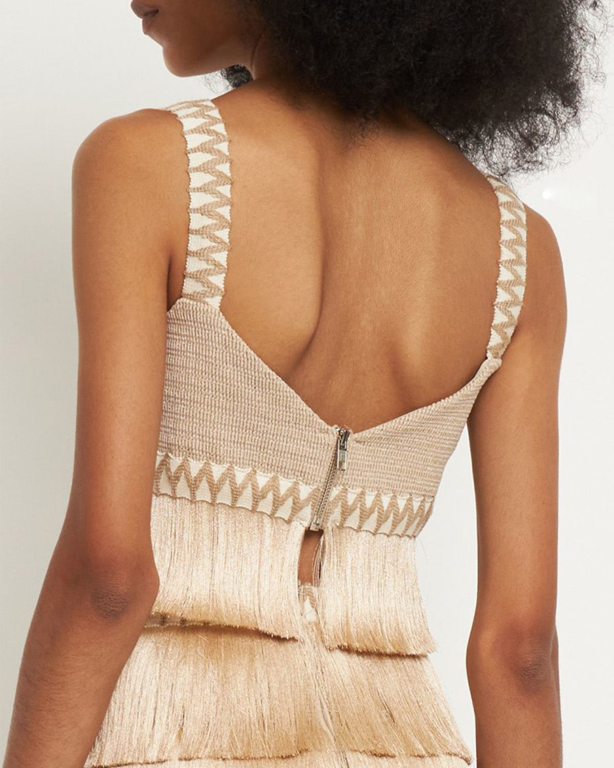 V-neck Fringe Beach Fringed Color Bikini Swimsuit and Skirt