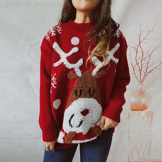 Thickened Raglan Sleeve Elk Christmas Tree Christmas Sweater