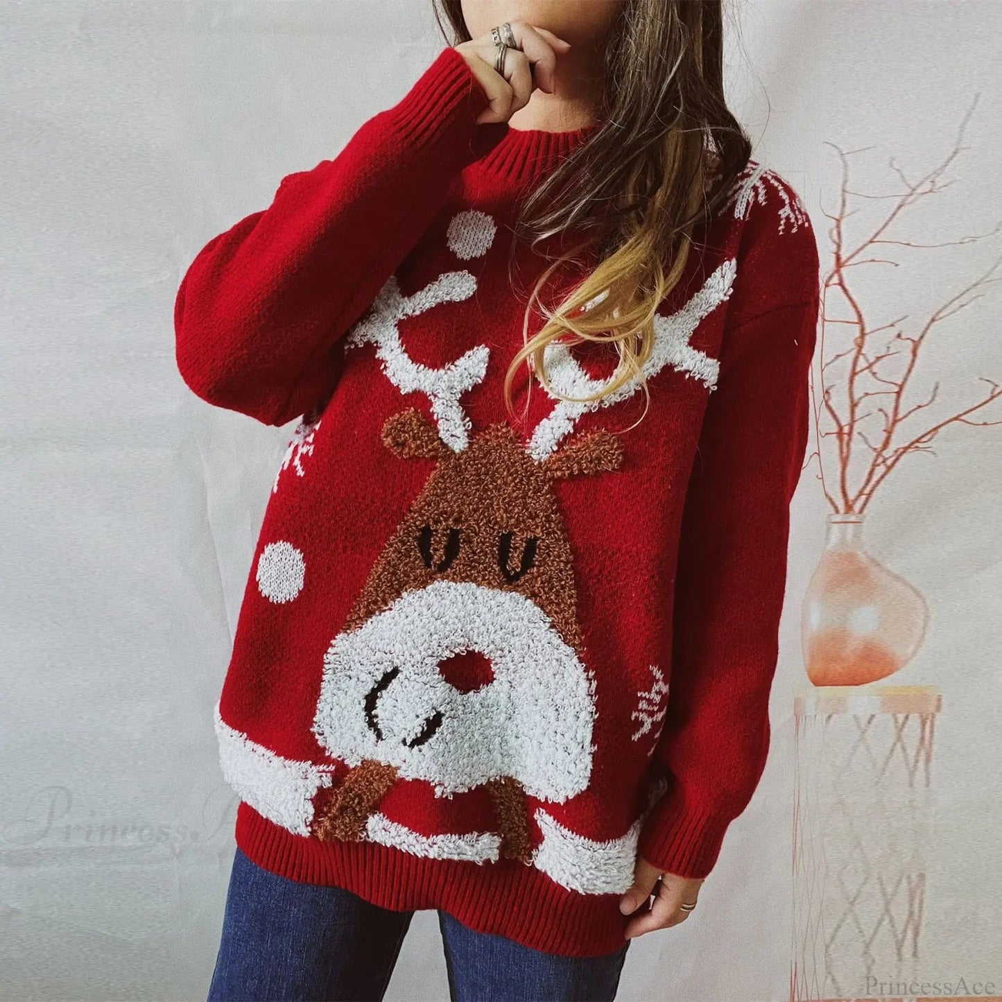 Thickened Raglan Sleeve Elk Christmas Tree Christmas Sweater