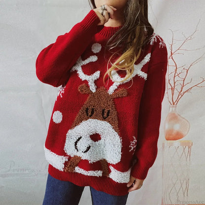 Thickened Raglan Sleeve Elk Christmas Tree Christmas Sweater