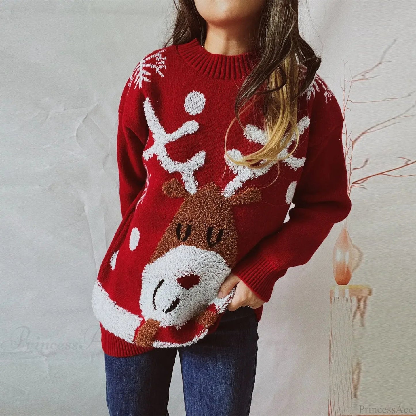 Thickened Raglan Sleeve Elk Christmas Tree Christmas Sweater