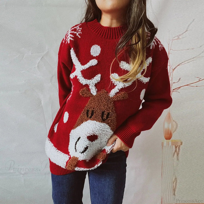 Thickened Raglan Sleeve Elk Christmas Tree Christmas Sweater