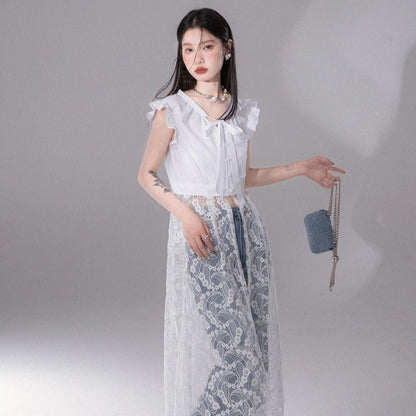 Layered Patchwork Lace Vacation Long Dress