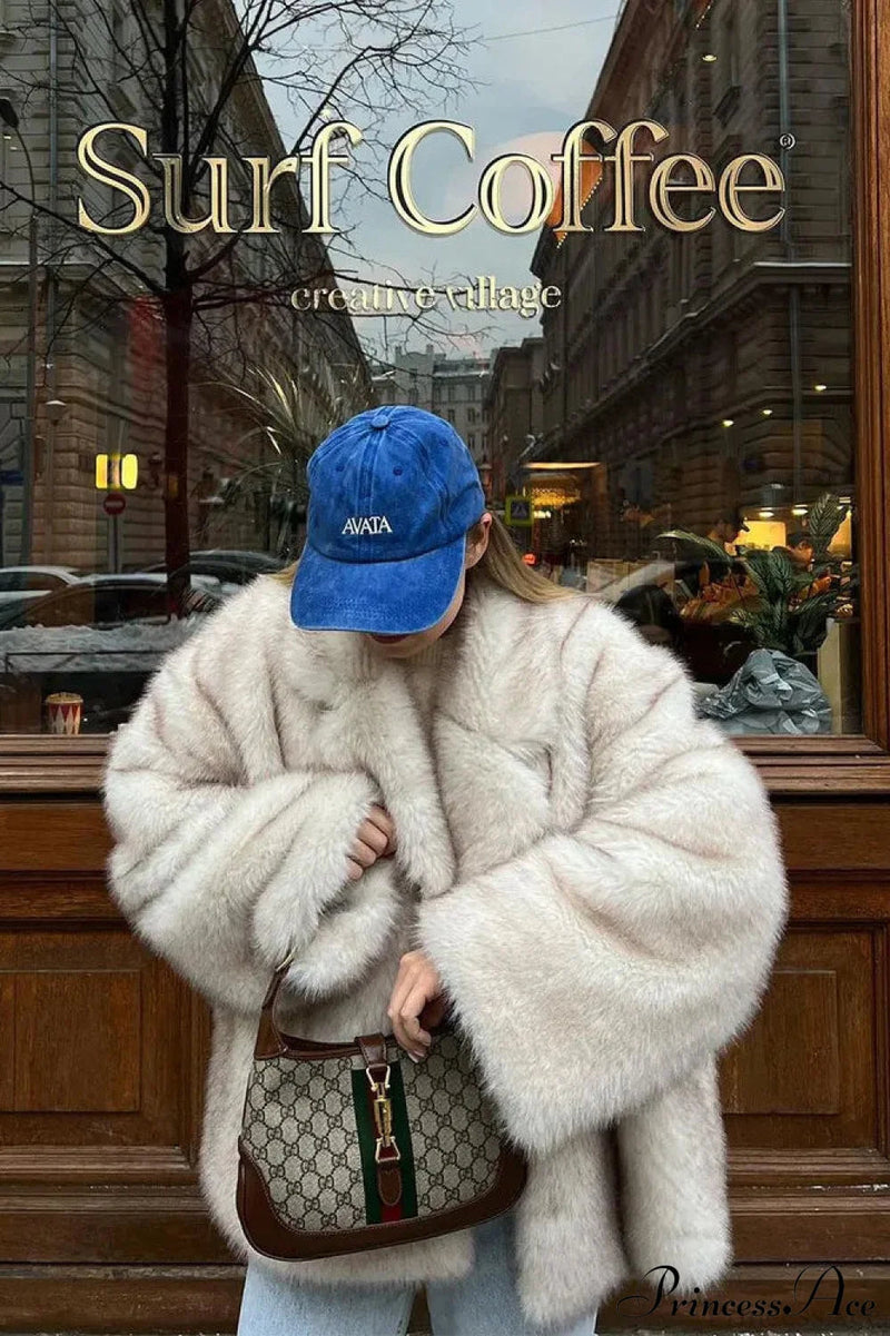 Faux Fur Lapel Warm Coat
