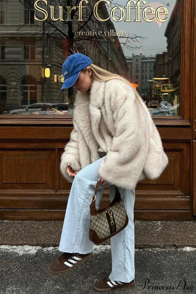 Faux Fur Lapel Warm Coat