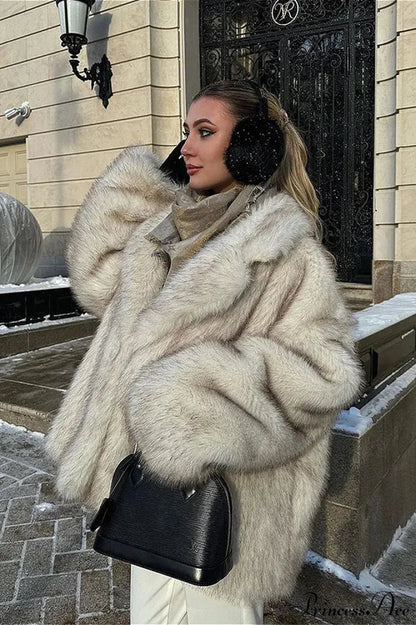 Faux Fur Lapel Warm Coat