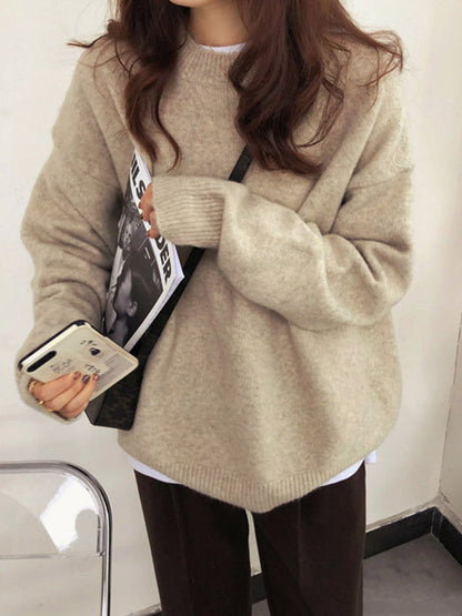 Dreamy Loose Purple Round-neck Long Sleeves Sweater Qx008