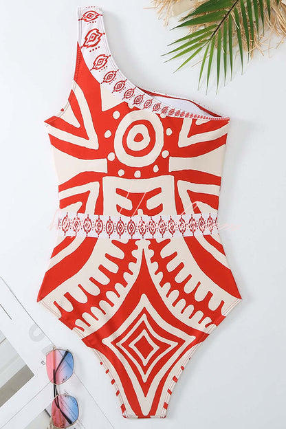Unique Printed Swimsuit and Elastic Waist Pants