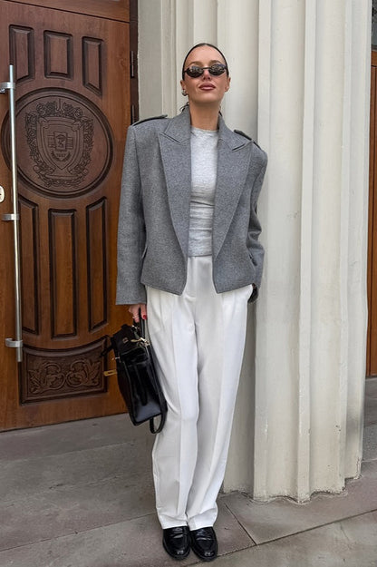 Wool Blazer Wide-collar Short Coat