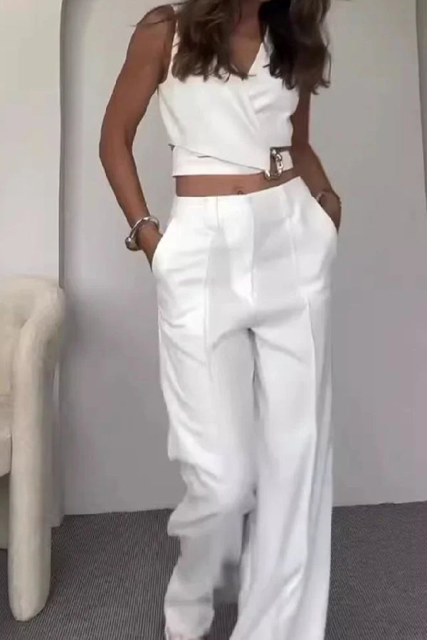 Crossover Vest \u0026 Pants Two-piece Set
