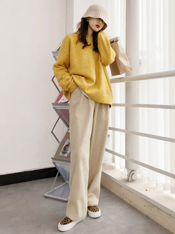 Dreamy Loose Purple Round-neck Long Sleeves Sweater Qx008
