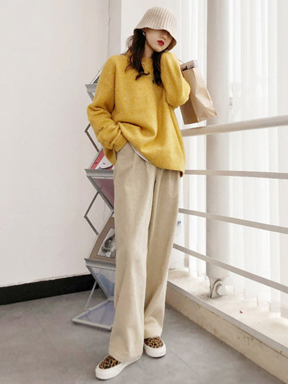 Dreamy Loose Purple Round-neck Long Sleeves Sweater Qx008