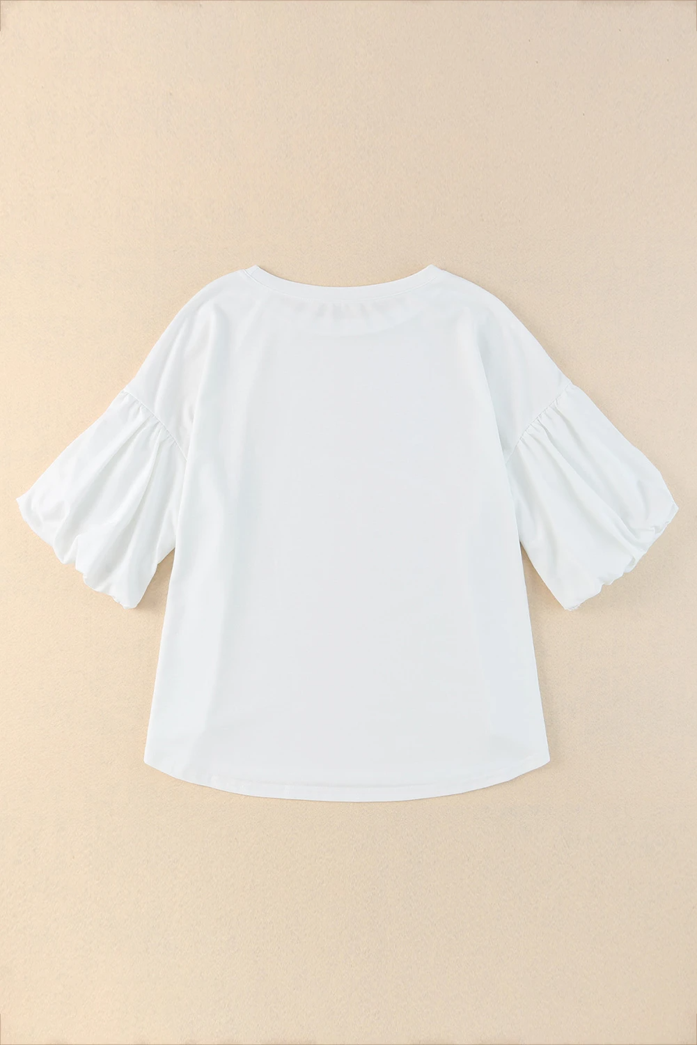 White Color Bubble Sleeve Blouse