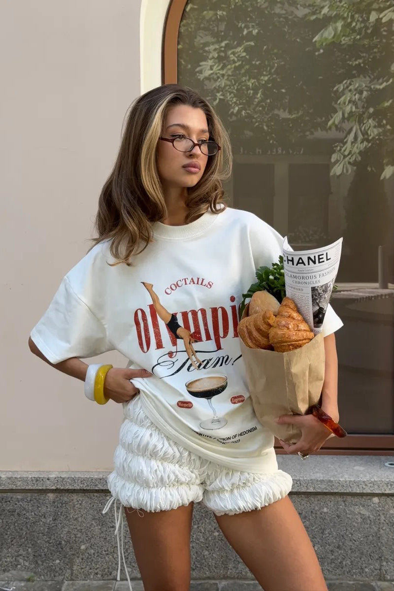 Cotton Loose Creative Print T-shirt