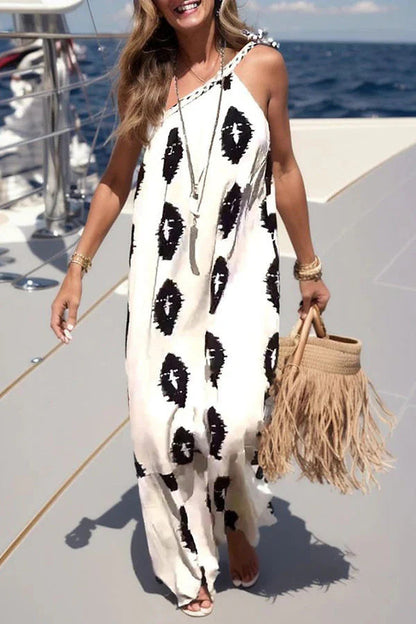 Plenty of Sunshine Print One Shoulder Loose Maxi Dress