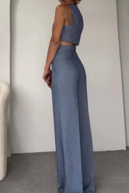 Crossover Vest \u0026 Pants Two-piece Set