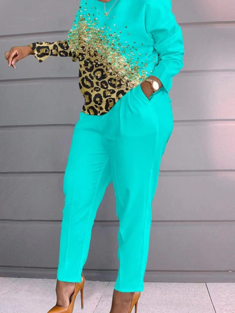 Chain Letter Print Pants Set At8059