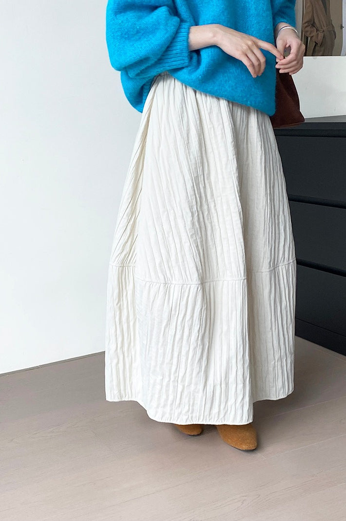 Quilted Cotton Puffer Midi Skirt
