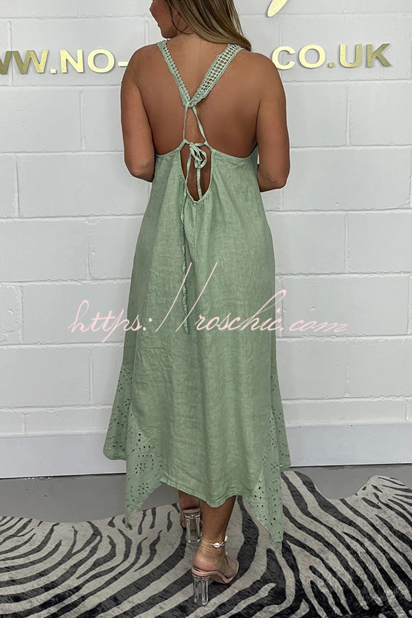 Color V-neck Sleeveless Backless Irregular Maxi Dress