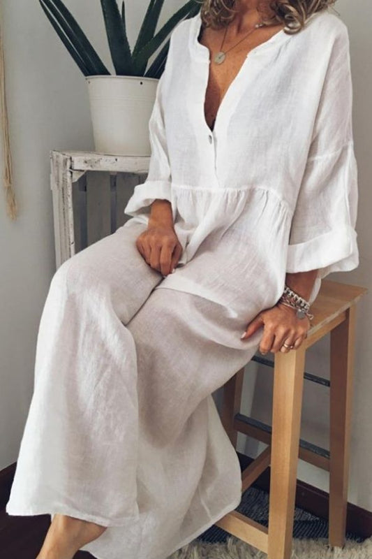 V Neck Color Maxi Dress