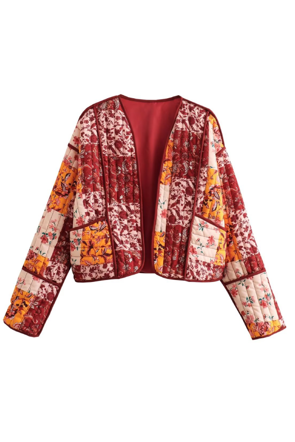 Loose Short Cardigan Quilted Cotton Jacket