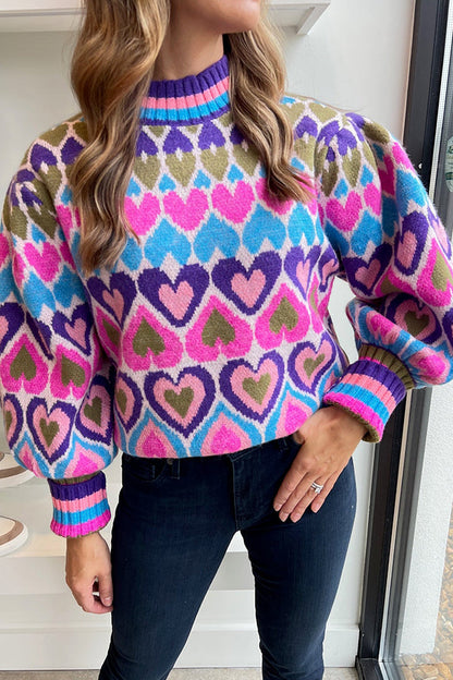 Blue\/pink Heart Sweater