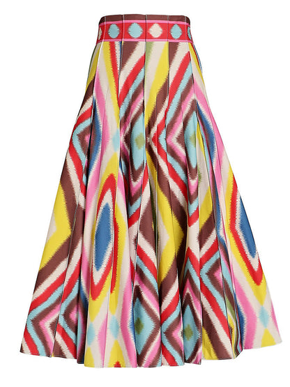 Colorblock Print Bikini Set and Skirt