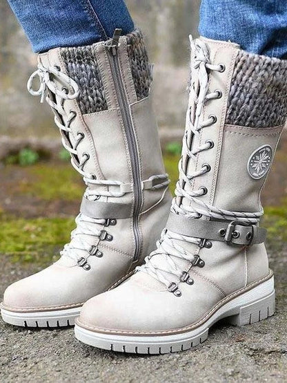 Mid Tube Square Heel Round Toe Martin Boots