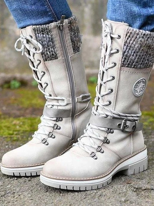 Mid Tube Square Heel Round Toe Martin Boots