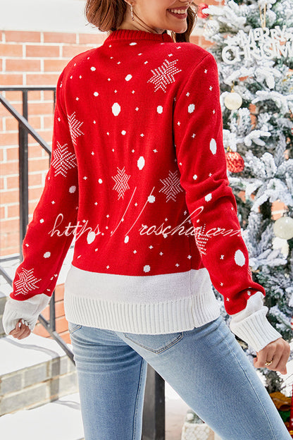 Christmas Print Crew Neck Long Sleeve Sweater