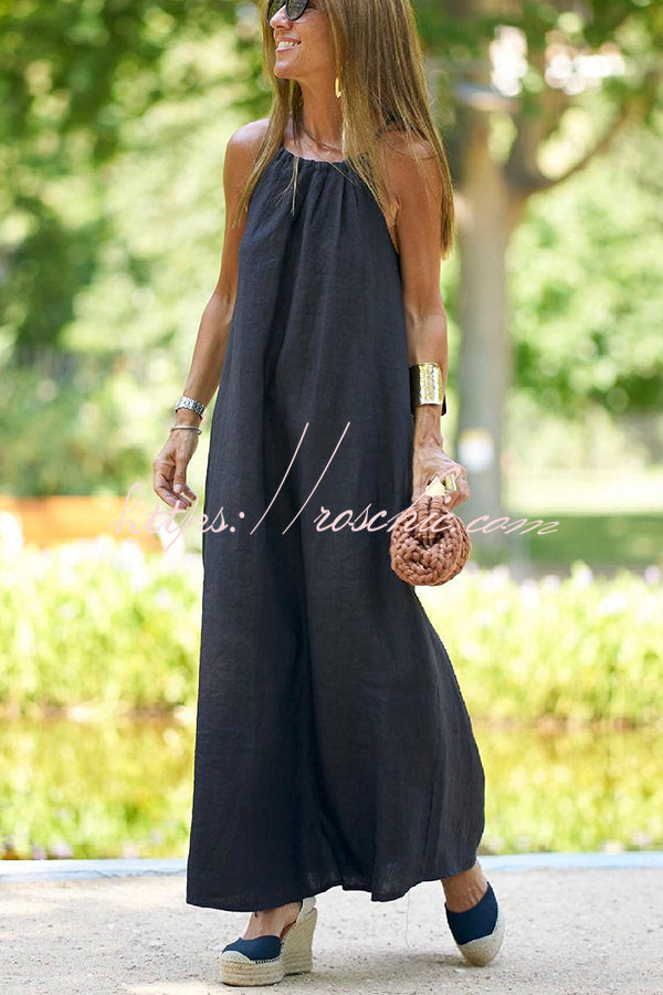 Down by the Cove Linen Blend Halter Maxi Dress