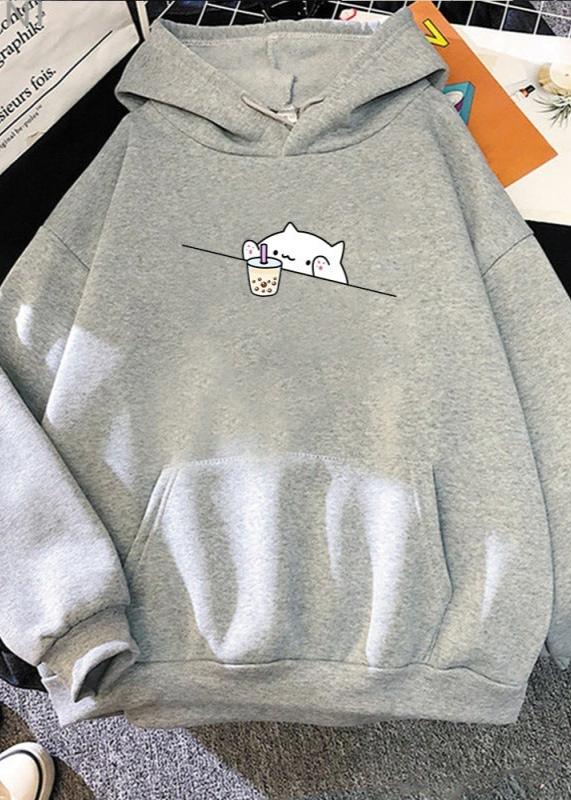 Adorable Cat Boba Hoodie - Soft & Cozy ’s Sweatshirt