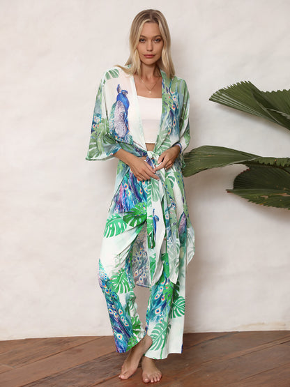 Holiday Printed Kimono and Pants Sets