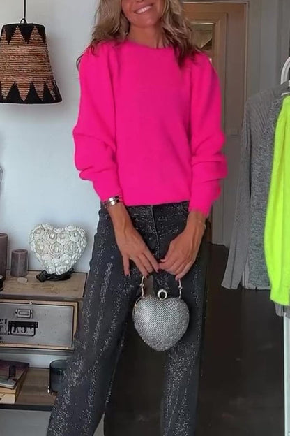 Bright Winter Day Knit Color Wide Neck Relaxed Sweater