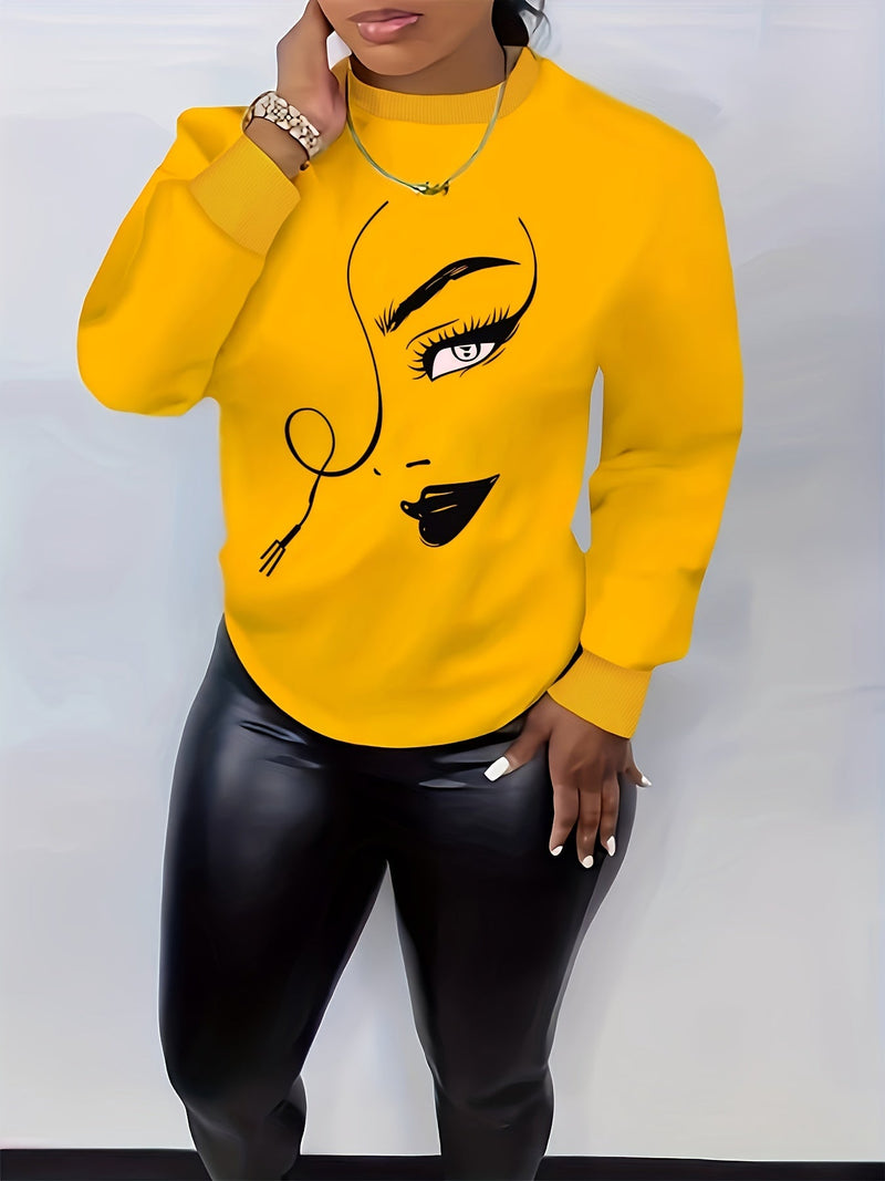 Graphic Print Pullover Sweatshirt Fg3549