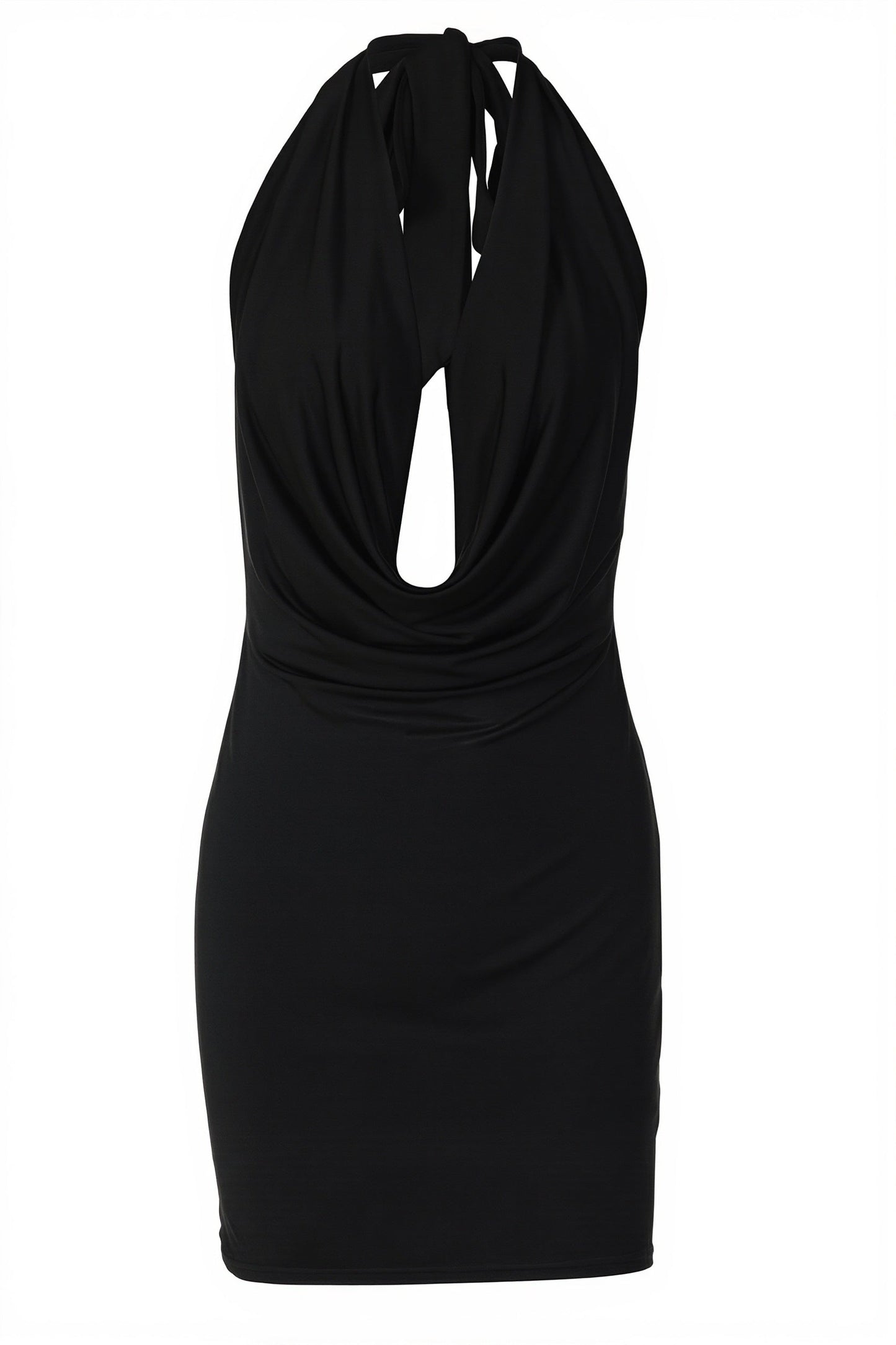 Halter Plunge Backless Bodycon Mini Dress