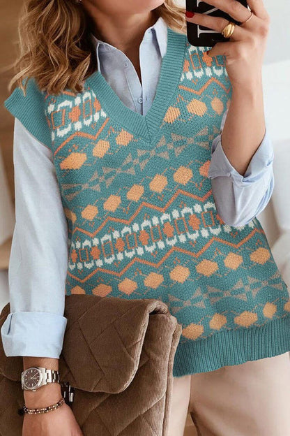 V Neck Knit Sweater Vest Tank Top