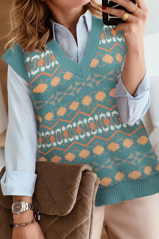 V Neck Knit Sweater Vest Tank Top