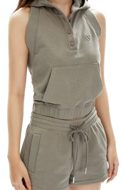 Sleeveless Hoodie and Shorts Set