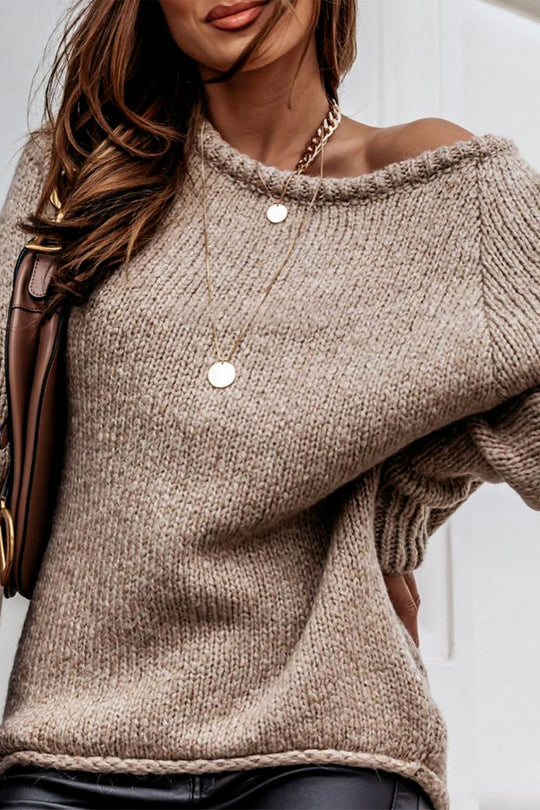 Ribbed Knitted Oversized Pullover Sweater