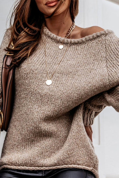 Ribbed Knitted Oversized Pullover Sweater