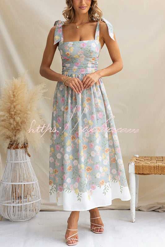 Print Suspenders Slim Maxi Dress
