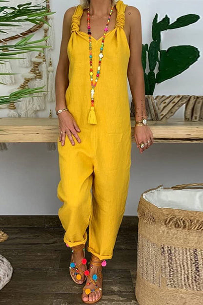 Harper Backless Knotted Strappy Loose Jumpsuit