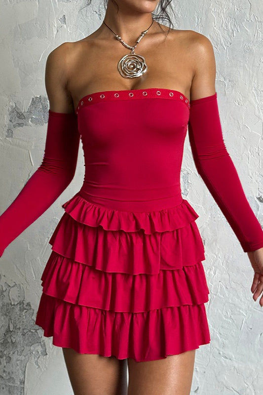Long Sleeve Off Shoulder Mini Dress